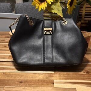 Marc New York Black Shoulder Bag with Chain Accent